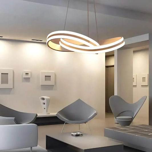 Żyrandol wiszący LED INFINITY LOOP 120 W z pilotem, zimne/ciepłe/neutralne światło, ściemnialny, biały, regulowana wysokość