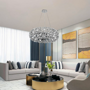 Żyrandol kryształowy SEGOVIA Magno 5x E14, średnica 60 cm, lśniące srebro, regulowana wysokość