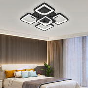 Żyrandol LED z pilotem, ZOE, 5 kwadratów, 66 W, zimne/ciepłe/neutralne światło, ściemnialny, czarny