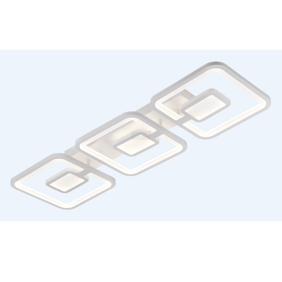 LED żyrandol z zdalnym sterowaniem Felix 75W, 3 kwadraty, zimno/gorące/neutralne światło, niestabilne, białe