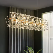 MINUET Żyrandol kryształowy 9x G9, długość 70cm, lśniące złoto, regulowana wysokość