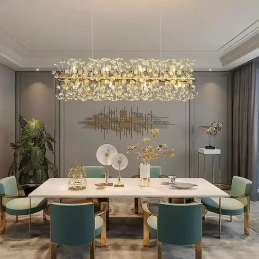 MINUET Żyrandol kryształowy 9x G9, długość 70cm, lśniące złoto, regulowana wysokość