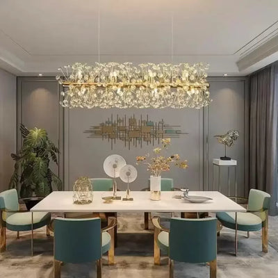 MINUET Żyrandol kryształowy 9x G9, długość 70cm, lśniące złoto, regulowana wysokość