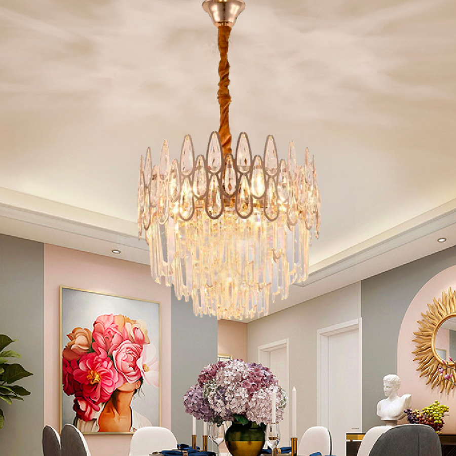 Żyrandol kryształowy ALHAMBRA Petito 3x E14, średnica 30cm, błyszczące złoto, regulowana wysokość