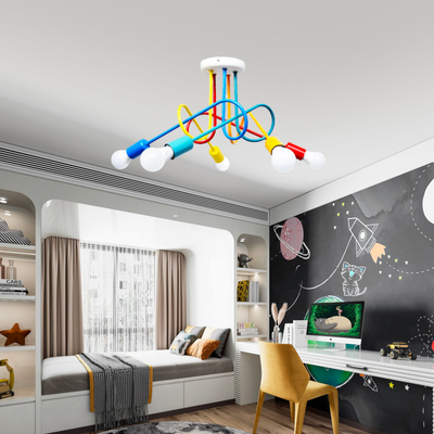 Żyrandol MINIMALIST z ramionami, ANGIOLO, falisty, 5xE27, wielokolorowy