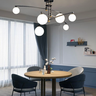 Żyrandol z okrągłym kloszem, kopuła PENTHOUSE, 6x G9, czarny, metal
