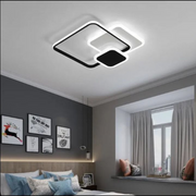Żyrandol LED z pilotem ANEMONA 75 W, 3 kwadraty, światło zimne/ciepłe/neutralne, ściemnialny, czarny