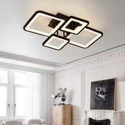 LED żyrandol z zdalnym sterowaniem Ella 85W, 4 kwadraty, zimno/gorące/neutralne światło, niestabilne, czarne