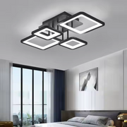 LED żyrandol z zdalnym sterowaniem Ella 85W, 4 kwadraty, zimno/gorące/neutralne światło, niestabilne, czarne