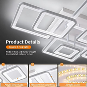 LED żyrandol z zdalnym sterowaniem Ella 203W, 8 kwadratów, zimno/gorące/neutralne światło, niestabilne, białe