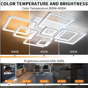 LED żyrandol z zdalnym sterowaniem Ella 203W, 8 kwadratów, zimno/gorące/neutralne światło, niestabilne, białe