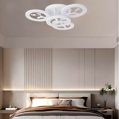 Żyrandol LED z pilotem i kryształem DAISY 49W, 4 elementy, światło zimne/ciepłe/neutralne, ściemnialny, biały