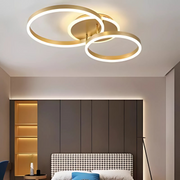 Żyrandol LED z pilotem ELISABETH 72W, 2 okręgi, światło zimne/ciepłe/neutralne, ściemnialny, błyszczący złoty