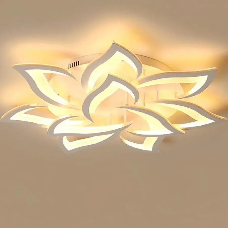 Żyrandol LED z pilotem LOTUS 92W, 9 płatków, światło zimne/ciepłe/neutralne, możliwość przyciemniania, biały