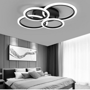 Żyrandol LED BETTY 44W z pilotem, 4 okręgi, światło zimne/ciepłe/neutralne, ściemnialny, czarny