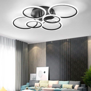 Żyrandol LED BETTY 82W z pilotem, 6 okręgów, światło zimne/ciepłe/neutralne, ściemnialny, czarny