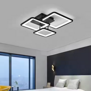 Żyrandol LED z pilotem ZOE 64W, 3 kwadraty, światło zimne/ciepłe/neutralne, ściemnialny, czarny