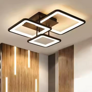 Żyrandol LED z pilotem ZOE 64W, 3 kwadraty, światło zimne/ciepłe/neutralne, ściemnialny, czarny