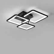 Żyrandol LED z pilotem ZOE 64W, 3 kwadraty, światło zimne/ciepłe/neutralne, ściemnialny, czarny