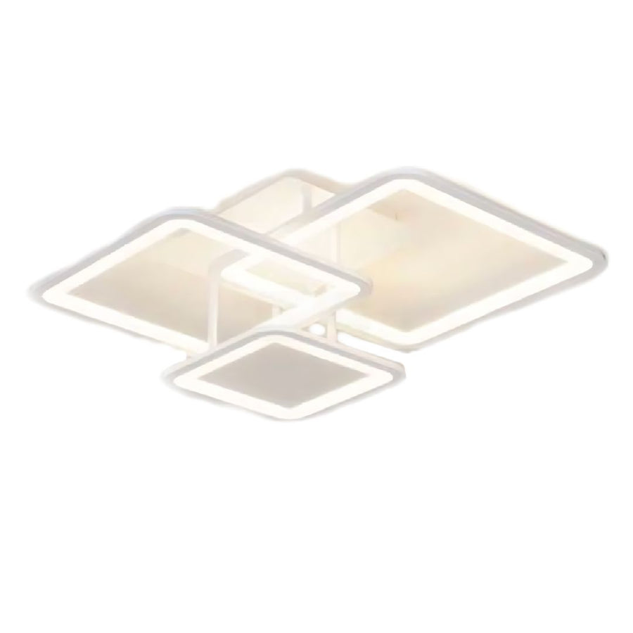 Żyrandol LED z pilotem ZOE, 64 W, 3 kwadraty, światło zimne/ciepłe/neutralne, ściemnialny, biały