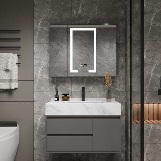 Zestaw mebli łazienkowych SANTORINI, 80x50 cm, 2 sztuki, kolor szary i biały