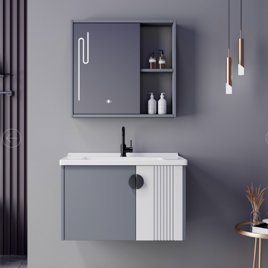 Zestaw mebli łazienkowych MYKONOS, 80x40 cm, 2 sztuki, szaro-biały