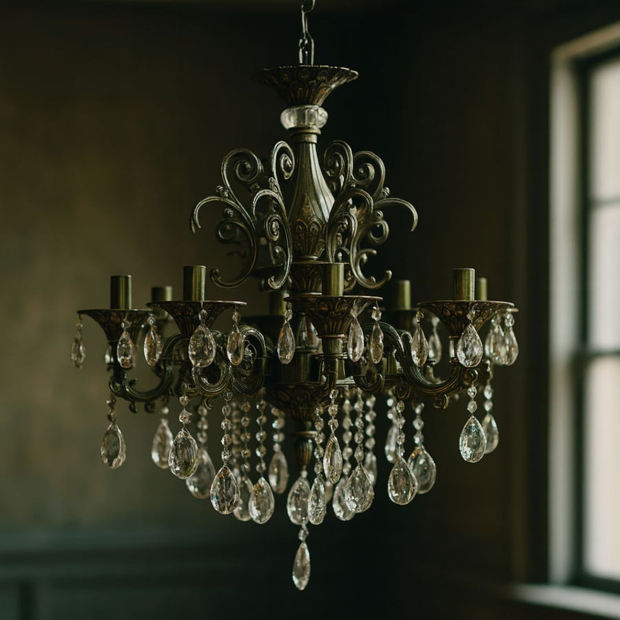 Żyrandol kryształowy SANSSOUCI Magno, 8xE14, średnica 65 cm, antyczny mosiądz