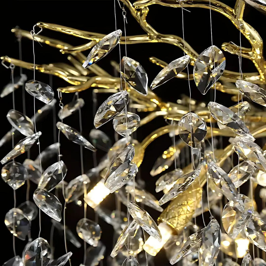 Kryształowy żyrandol WALTZ Rhapsody, 9x G9, złoty, 80 cm, regulowana wysokość