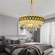 Żyrandol kryształowy PIERREFONDS Eleganza 8x E14, średnica 49 cm, błyszczące złoto, regulowana wysokość