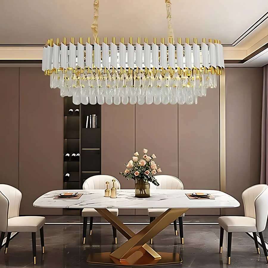 Żyrandol kryształowy VERSAILLES Regalis, średnica 80 cm, 10xE14, biały, regulowana wysokość