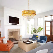 Żyrandol kryształowy VERSAILLES Eleganza 8x E14, średnica 49cm, złoty, regulowana wysokość