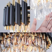 Żyrandol kryształowy VERSAILLES Supremo 12xE27, średnica 80 cm, błyszczące złoto i czerń, regulowana wysokość