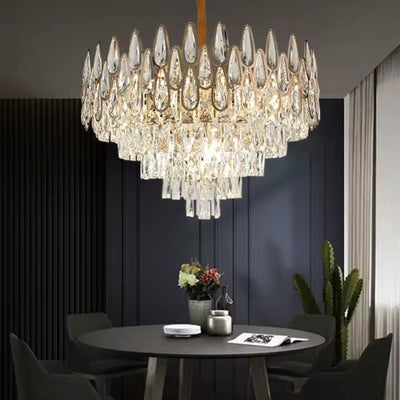 Żyrandol kryształowy ALHAMBRA Eleganza 8x E14, średnica 49cm, błyszczące złoto, regulowana wysokość