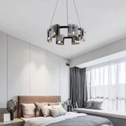 Nowoczesny żyrandol, Valmontreux Largo, 6xG9, średnica 60cm, czarny, regulowana wysokość