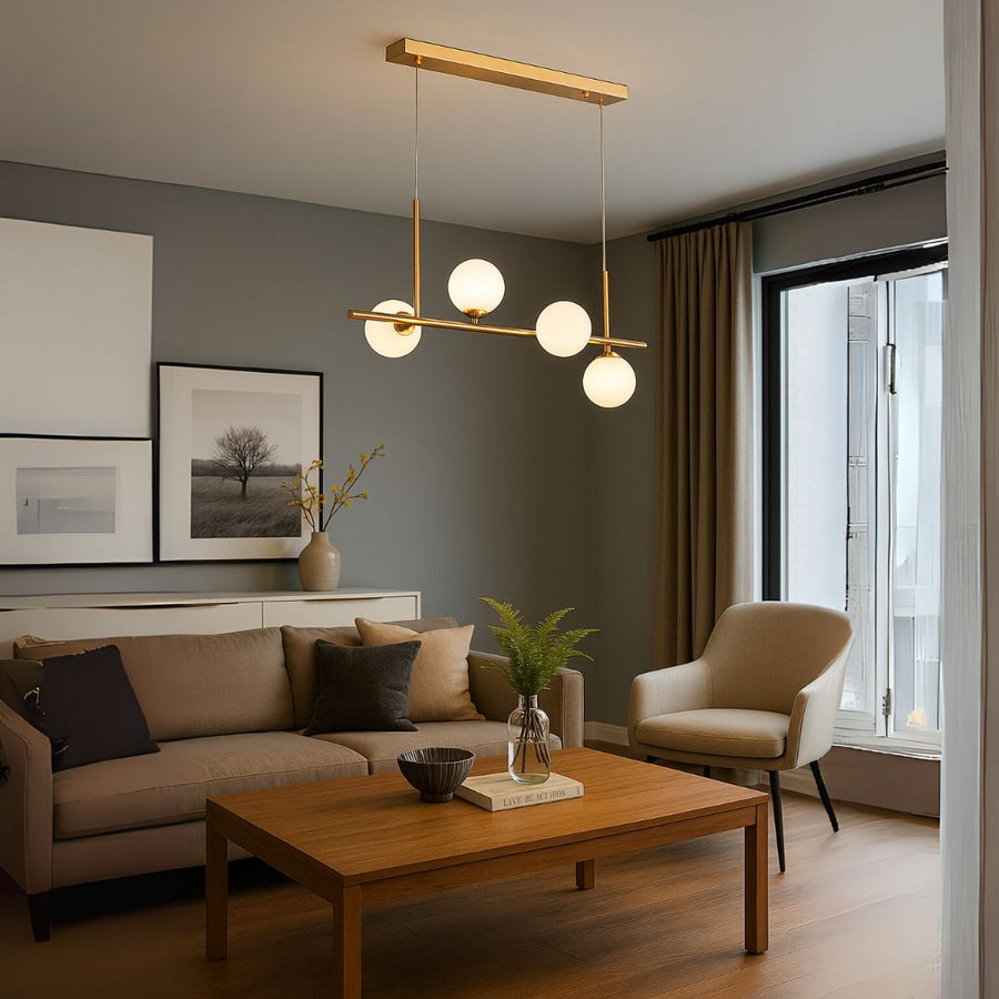 Nowoczesny żyrandol z żarówką LOFT Pavilion, 4x G9, złoty, metal, regulowana wysokość