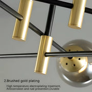 Żyrandol z okrągłym kloszem, PENTHOUSE Grand, 8xE27, Czarne złoto, metal