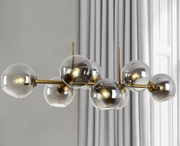 Żyrandol z okrągłym kloszem, MODEST Grand, 8xE27, Złoty, Metal