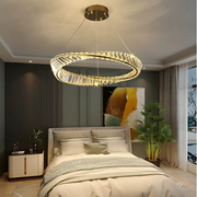 Żyrandol LED z pilotem i kryształem LUIGI, 35 W, światło zimne/ciepłe/neutralne, ściemnialny, złoty