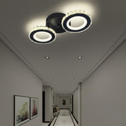 Żyrandol LED z pilotem i kryształem NOVA ROTONDA 29W, 2 okręgi, światło zimne/ciepłe/neutralne, ściemnialny, czarny