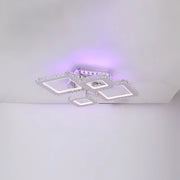 Żyrandol LED z pilotem i kryształem NOVA RHOMBA RGB 60W, 4 kwadraty, zimne/ciepłe/neutralne światło, ściemnialny, błyszczący chrom