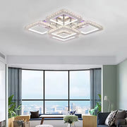 Żyrandol LED z pilotem i kryształem QUADRIA SUPREMO RGB, 148 W, 5 kwadratów, zimne/ciepłe/neutralne światło, ściemnialny, błyszczący chrom