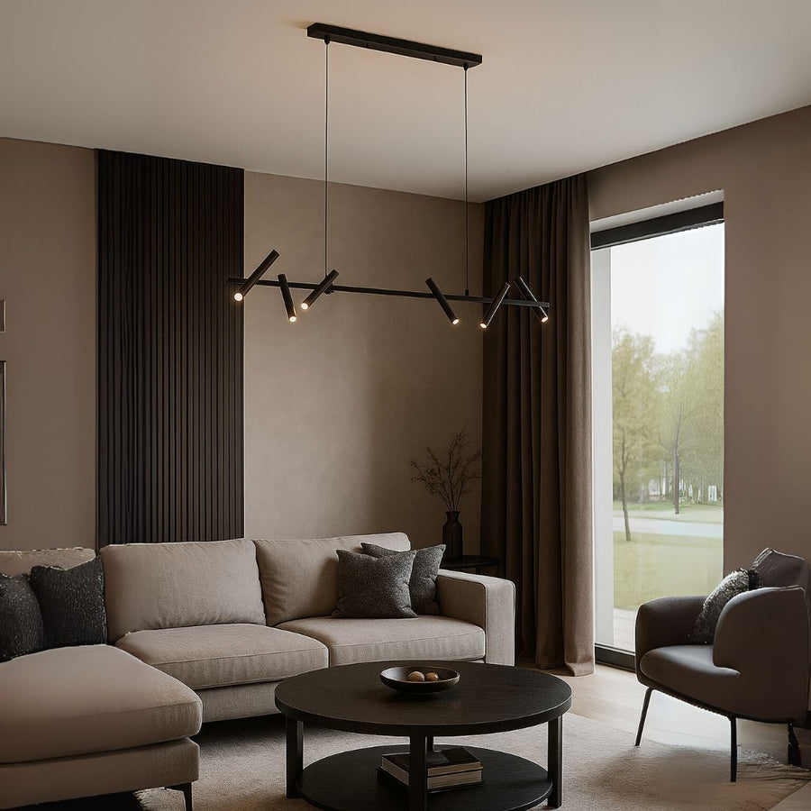 Żyrandol LED z pilotem Harman, 23 W, 6 źródeł światła, światło neutralne, czarny