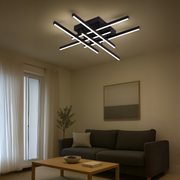 Żyrandol LED z pilotem Aroldo, 63 W, 6 elementów, liniowy, światło zimne/ciepłe/neutralne, ściemnialny, czarny