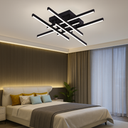 Żyrandol LED z pilotem Aroldo, 63 W, 6 elementów, liniowy, światło zimne/ciepłe/neutralne, ściemnialny, czarny