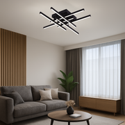 Żyrandol LED z pilotem Aroldo, 63 W, 6 elementów, liniowy, światło zimne/ciepłe/neutralne, ściemnialny, czarny