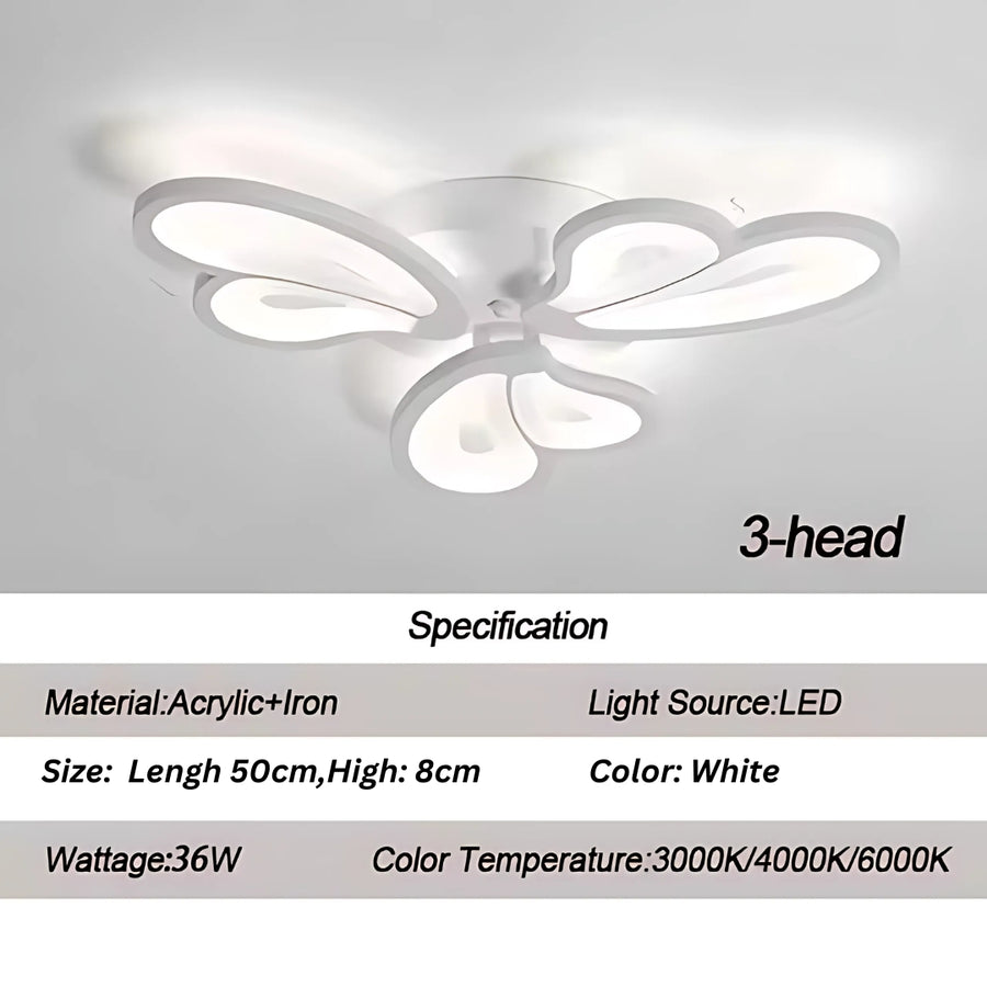 Żyrandol LED BLOSSOM 43 W z pilotem, 3 płatki, światło zimne/ciepłe/neutralne, ściemnialny, biały