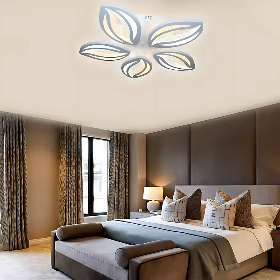 Żyrandol LED ORCHID z pilotem 65W, 5 płatków, światło zimne/ciepłe/neutralne, ściemnialny, biały