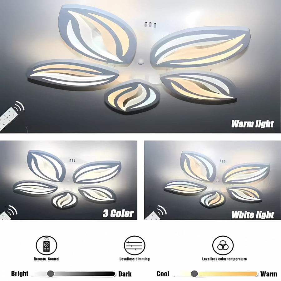 Żyrandol LED ORCHID z pilotem 65W, 5 płatków, światło zimne/ciepłe/neutralne, ściemnialny, biały