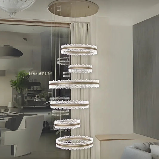 Żyrandol wiszący LED PINO 480 W z pilotem, zimne/ciepłe/neutralne światło, ściemnialny, regulowana wysokość, złoty