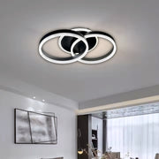 Żyrandol LED z pilotem RIGA LILITH 55 W, 2 okręgi, światło zimne/ciepłe/neutralne, ściemnialny, czarny